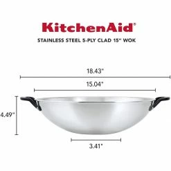 KitchenAid Non-Electrics KitchenAid Stainless Steel 5-Ply Stir Fry/Wok | 15" -Curious Shop 712tery2pwl. ac sl1500