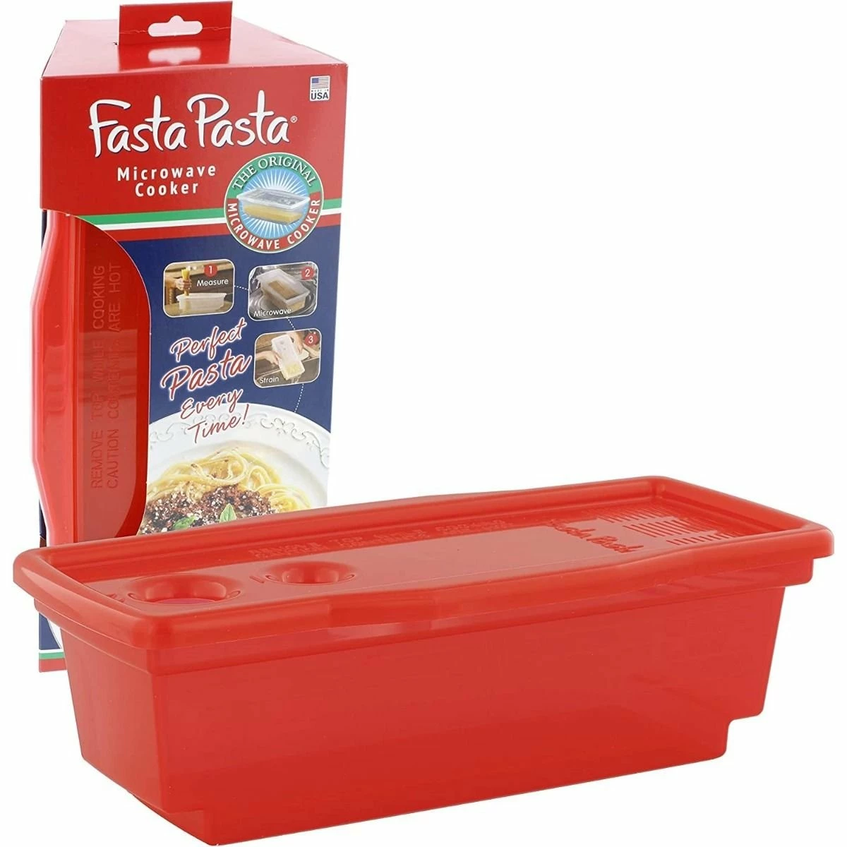 Camerons Products Fasta Pasta Microwave Small Pasta Cooker | Red 4 Camerons Products Fasta Pasta Microwave Small Pasta Cooker | Red - Image 2