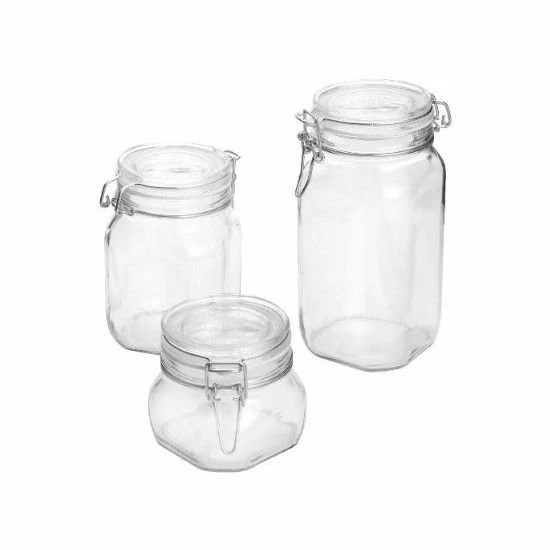 Bormioli Rocco 3-Piece Swing Top Fido Jar Set 3 Bormioli Rocco 3-Piece Swing Top Fido Jar Set