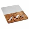 Cuisinart Acacia & Marble Serving Board With Cheese Knives Set | 4-Piece -Curious Shop c77cb 4pcsmb silo