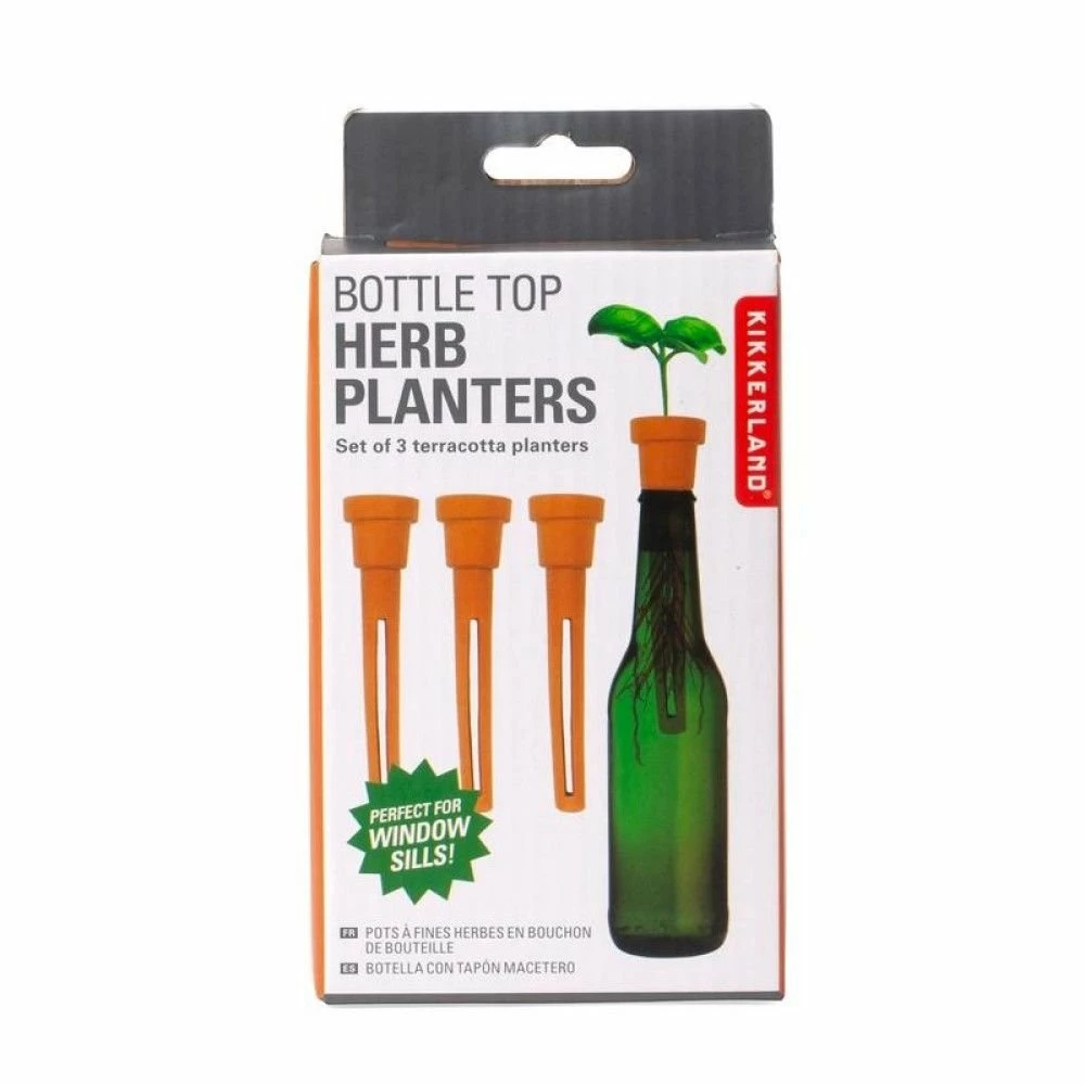 Kikkerland Bottle Top Herb Planters 4 Kikkerland Bottle Top Herb Planters - Image 2