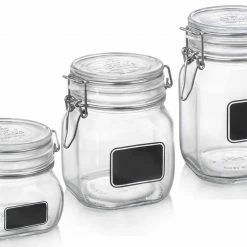 Bormioli Rocco Swing Top Storage Jars W/Chalkboard Labels | Multiple Sizes Available