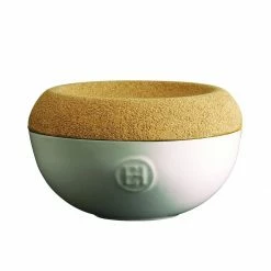 Emile Henry 0.5 Qt. Salt Celler + Cork Lid | Creme