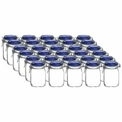 Bormioli Rocco 1L Swing Top Fido Glass Jars - Blue Lid | 30-pack