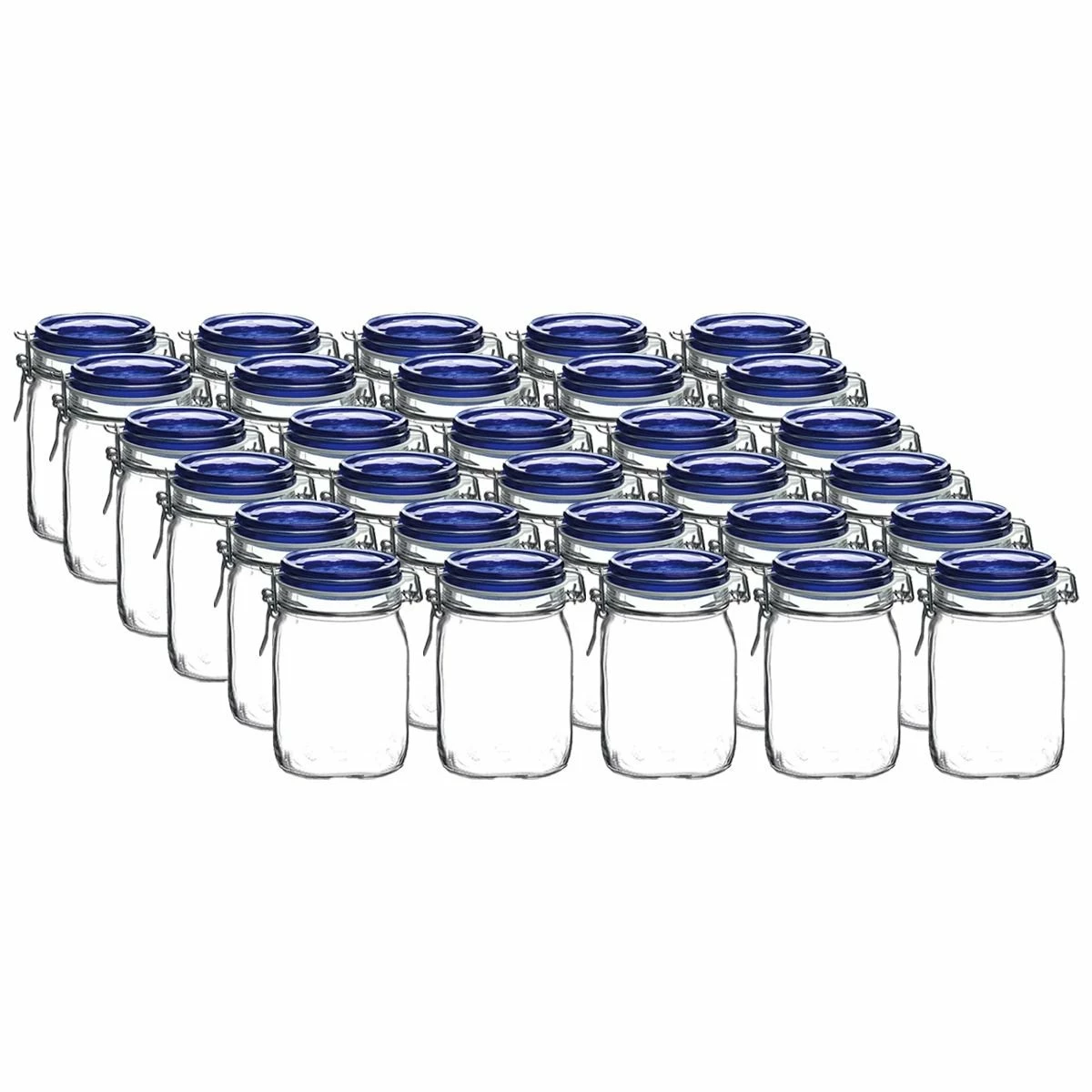 Bormioli Rocco 1L Swing Top Fido Glass Jars - Blue Lid | 30-pack 3 Bormioli Rocco 1L Swing Top Fido Glass Jars - Blue Lid | 30-pack