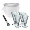 KitchenAid Ice Cream Maker Attachment (Fits On Any KitchenAid Mixer) + Ice Cream Glasses (Set Of 4) & Ice Cream Scoop -Curious Shop ekb kica0wh dishesscoop