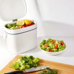 OXO Good Grips Easy-Clean 1.75-Gallon Compost Bin | White -Curious Shop gg 13273400 9b