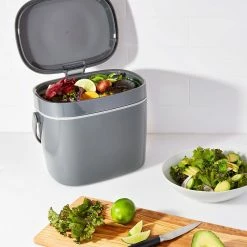 OXO Good Grips Easy-Clean 1.75-Gallon Compost Bin | Charcoal -Curious Shop gg 13294600 9b 2