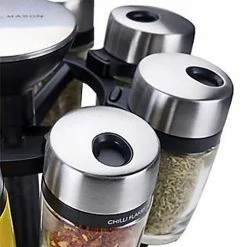 Cole & Mason 16-Jar Herb & Spice Carousel Spice Rack | Stainless Steel & Glass -Curious Shop h121808u 3