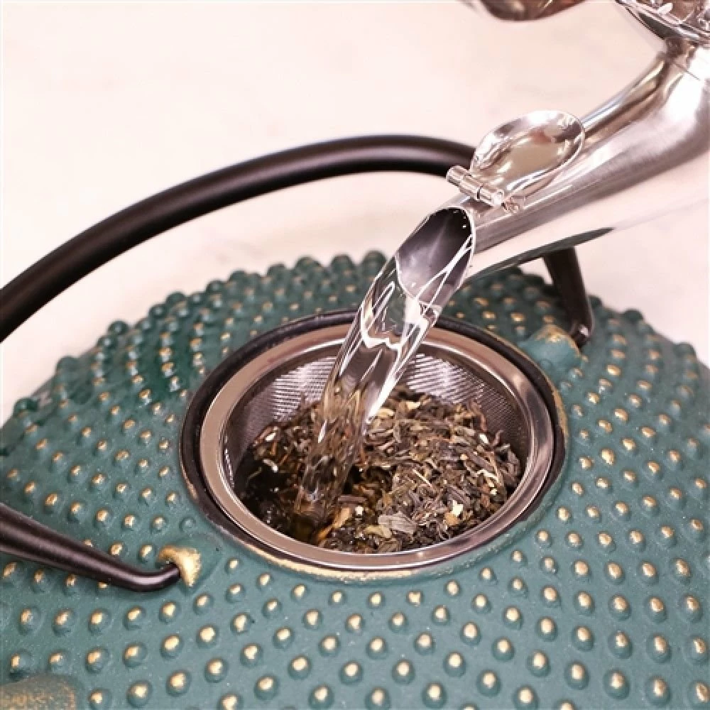 Frieling 34oz Kambin Cast Iron Teapot | Green & Gold 5 Frieling 34oz Kambin Cast Iron Teapot | Green & Gold - Image 3