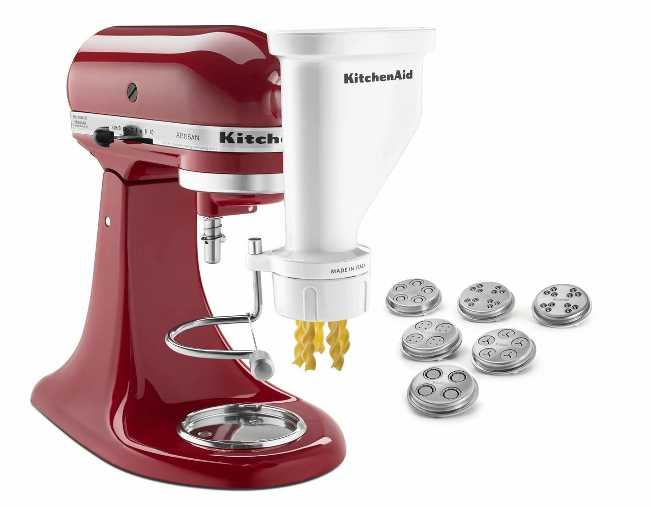 KitchenAid Gourmet Pasta Press Attachment (Bucatini, Rigatoni, Spaghetti, Fusilli, Large & Small Macaroni) 3 KitchenAid Gourmet Pasta Press Attachment (Bucatini, Rigatoni, Spaghetti, Fusilli, Large & Small Macaroni)