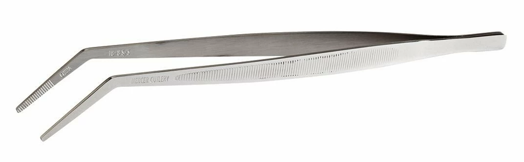 Mercer Culinary Curved Tip Precision Stainless Steel Plating Tongs | 9.375" 3 Mercer Culinary Curved Tip Precision Stainless Steel Plating Tongs | 9.375"