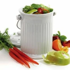 Norpro Ceramic Compost Crock & Lid - White 4 Qt.