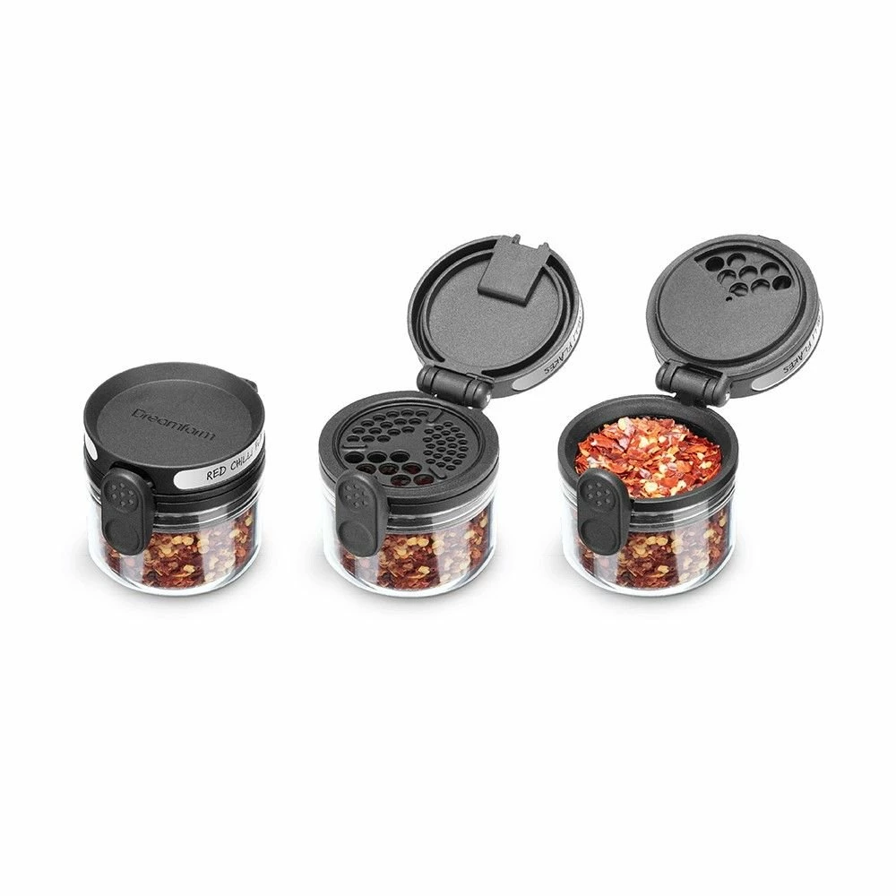 Dreamfarm Orlid Stackable Glass Spice Jar | Black 4 Dreamfarm Orlid Stackable Glass Spice Jar | Black - Image 2