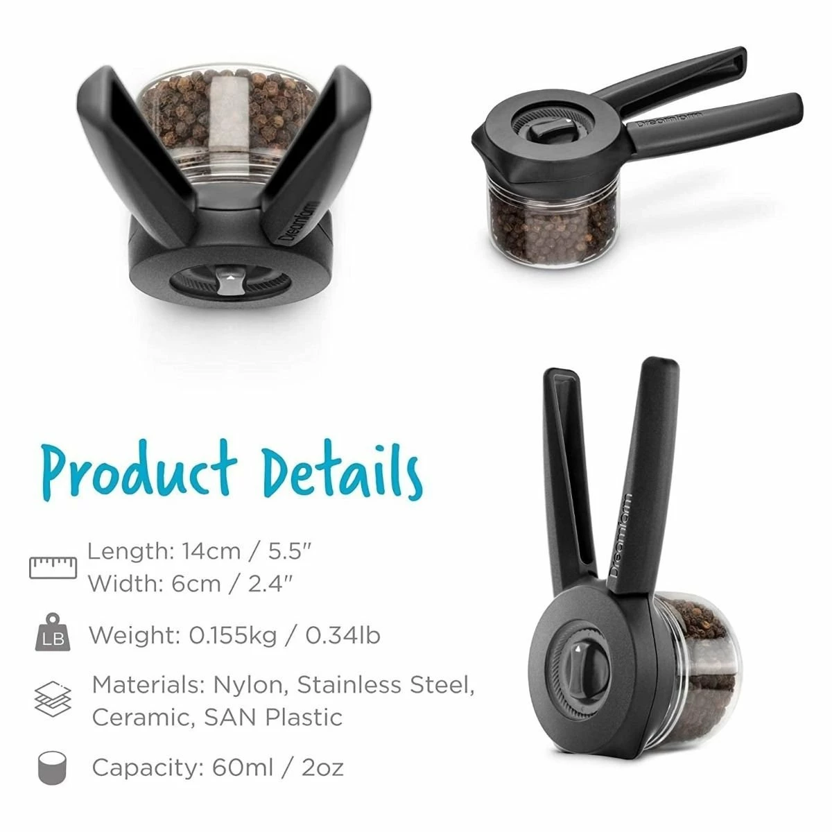 Dreamfarm Ortwo Lite Spice Grinder | Black 7 Dreamfarm Ortwo Lite Spice Grinder | Black - Image 5