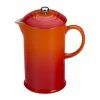 Le Creuset 34oz Stoneware Ceramic French Press | Flame Orange -Curious Shop rs1002 .8l french press flame pg8200 1002