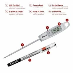 Escali Gourmet Digital Thermometer | Silver -Curious Shop silvertherm4