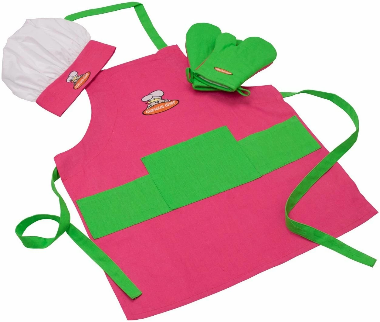 Curious Chef TCC50187 Kid's Textile Set - Pink And Green 3 Curious Chef TCC50187 Kid's Textile Set - Pink And Green
