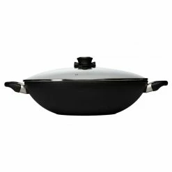 Swiss Diamond | XD Wok With Lid & Rack - 14" (6.3 Quart) -Curious Shop xd61136c swiss diamond xd wok with lid 14 inch 2 1
