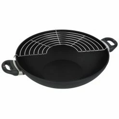 Swiss Diamond | XD Wok With Lid & Rack - 14" (6.3 Quart) -Curious Shop xd61136c swiss diamond xd wok with lid 14 inch 3 1